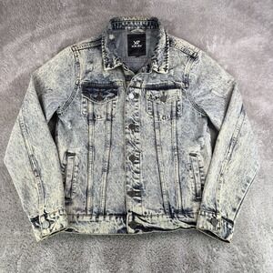 XRAY Jeans Distressed Denim Jacket Mens Medium Blue Acid Wash Trucker Cotton
